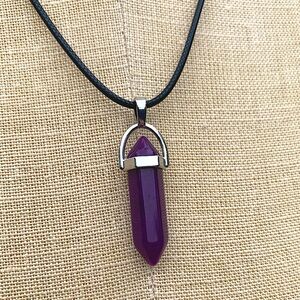 Handmade Amethyst Stone Dagger Amulet Necklace